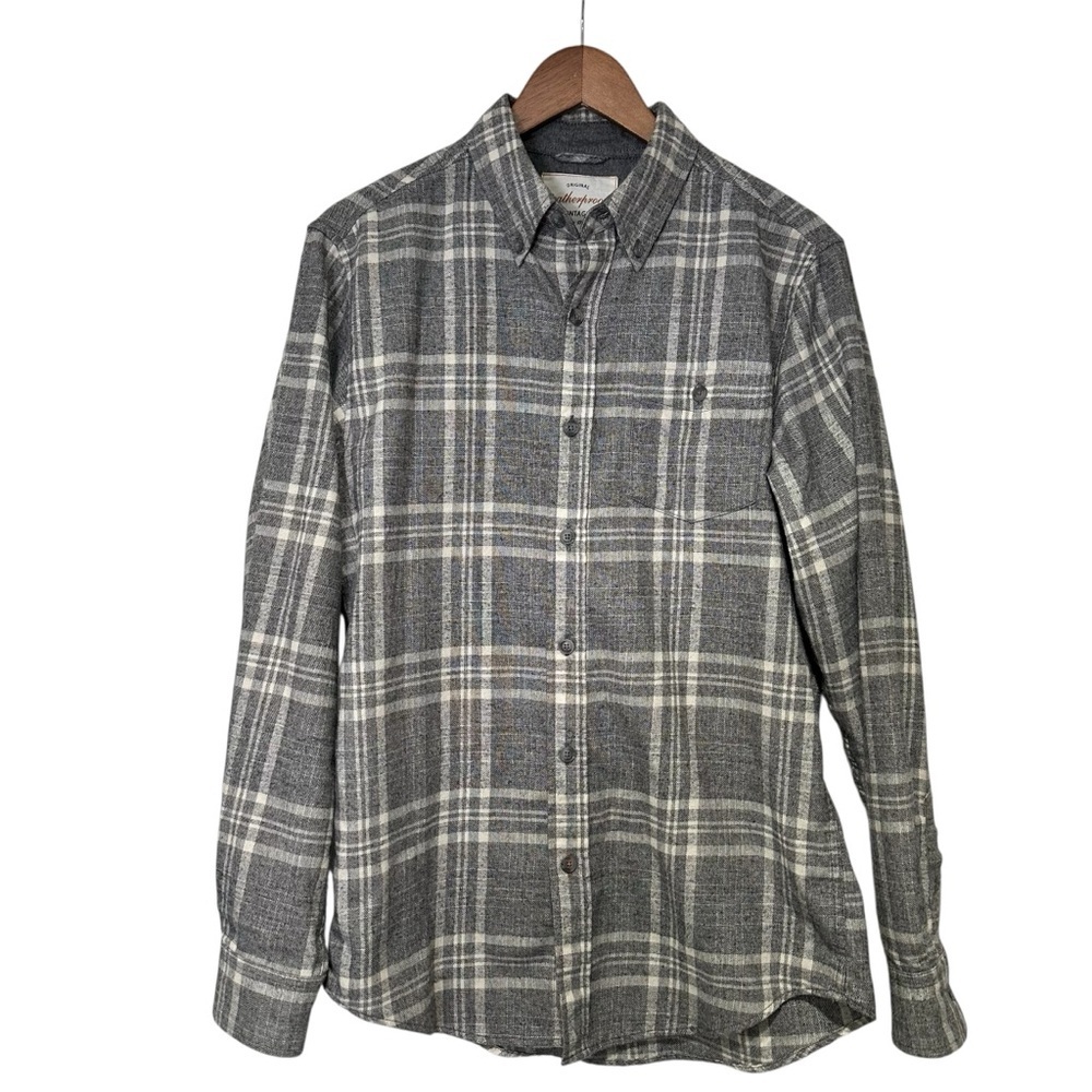 Weatherproof Vintage Men’s S Gray Plaid Long Sleeve Button Down Shirt